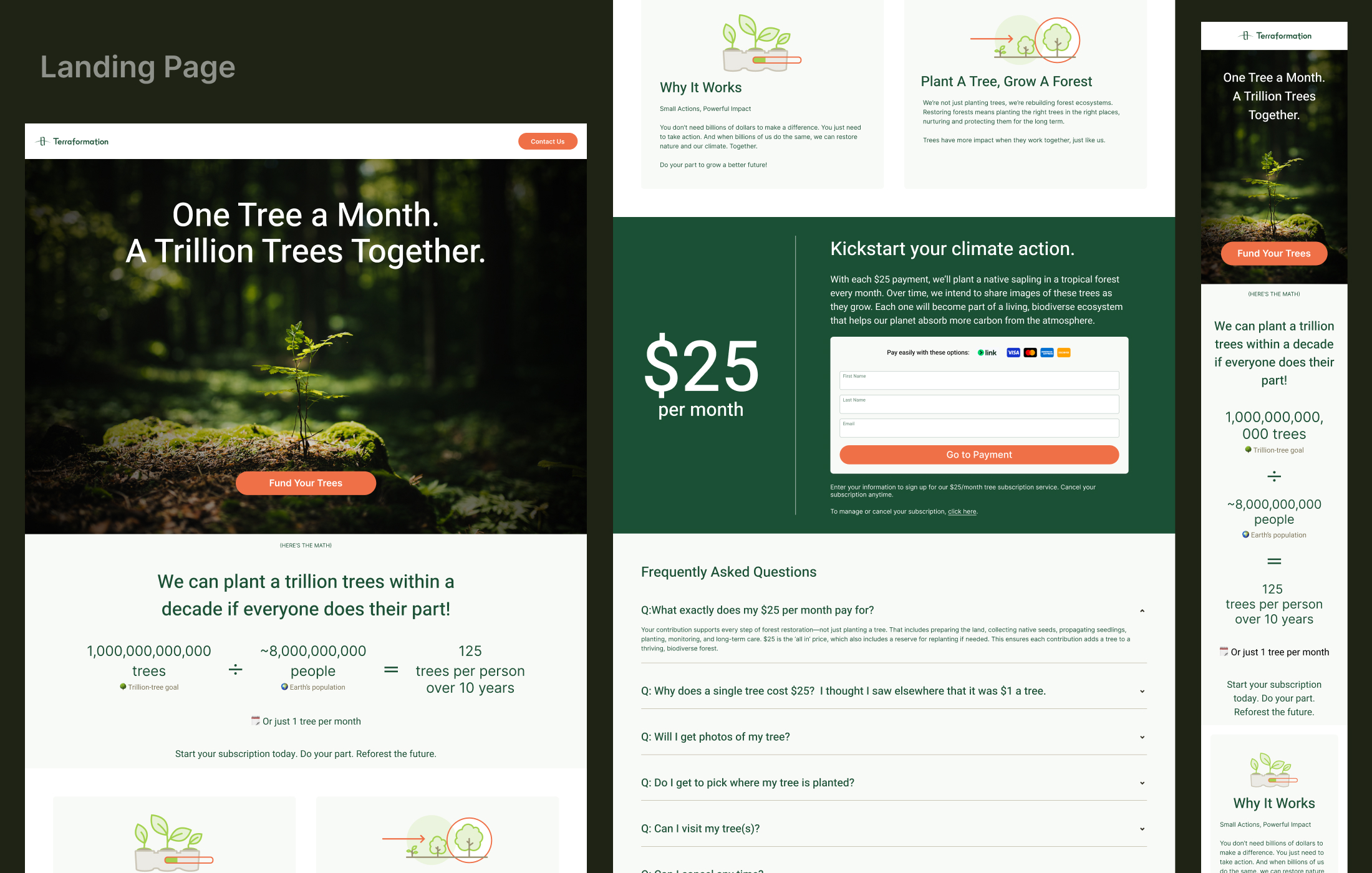 Tree subscription landing page